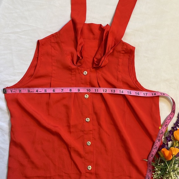 Vintage Orange Swing Sleeveless Blouse with Tie size XS - Picture 4 of 6